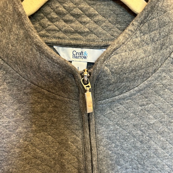 Croft & Barrow Gray Quilted Zip Jacket - Picture 3 of 6